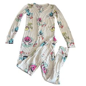 Pinkfong Baby Shark Nickelodeon 5T White Zip One Pc Pajamas Bodysuit Sleepwear